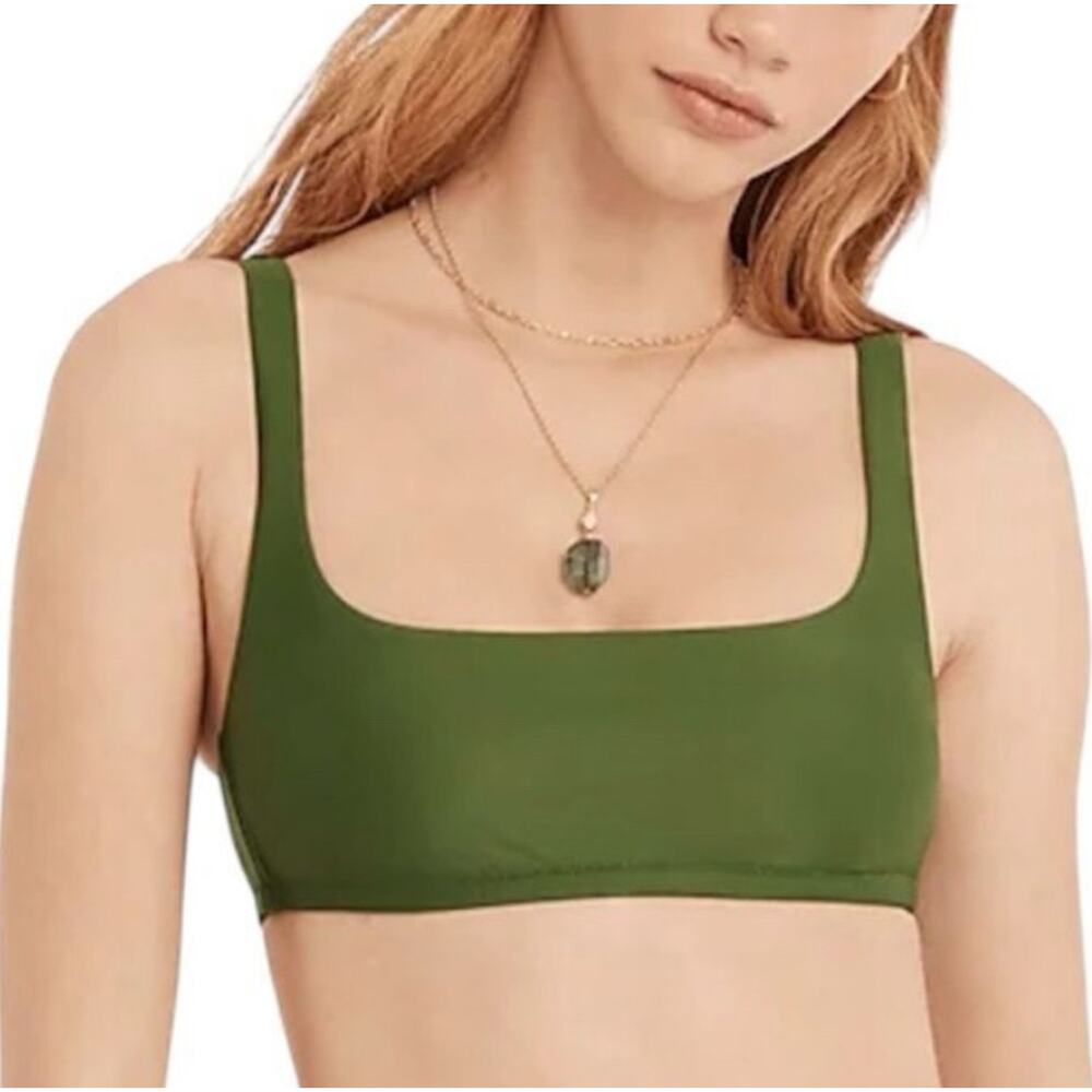 J. Crew Heritage Scoopneck Bikini Top Women's S Green BX611 NEW